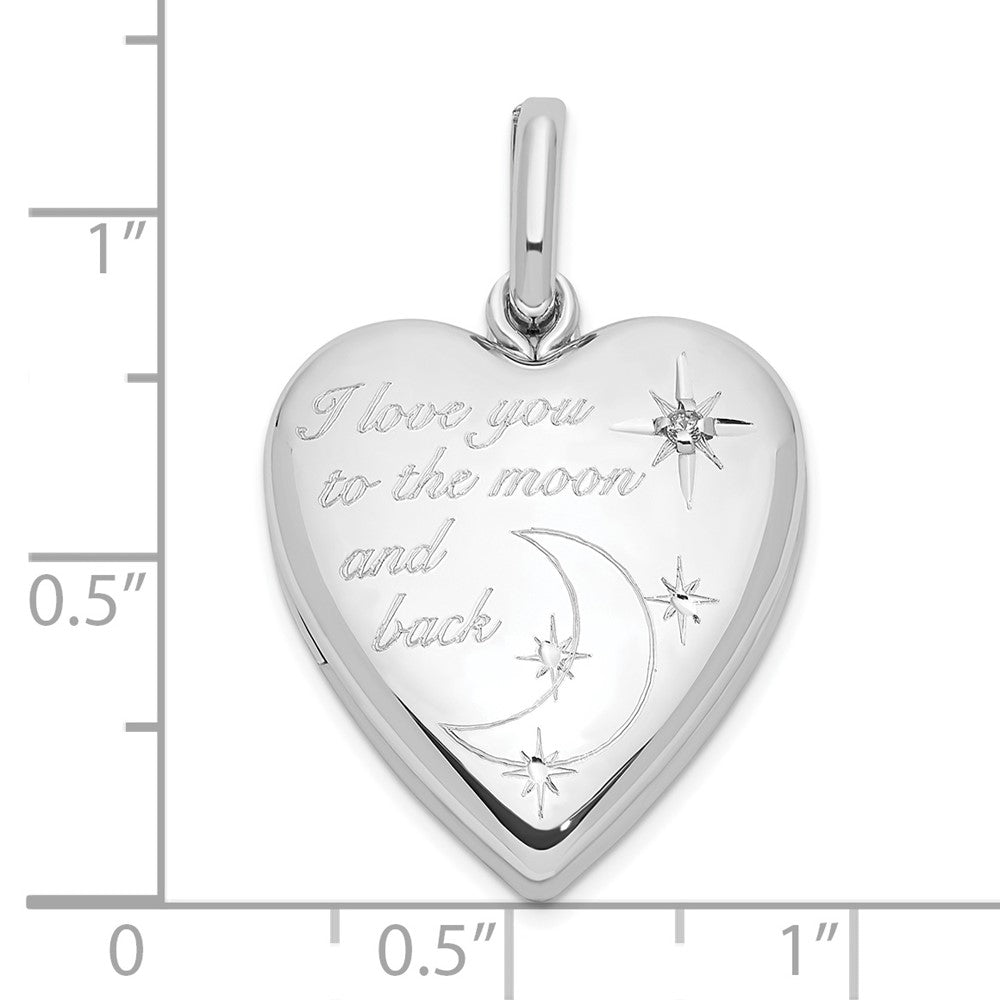Sterlingsilber Rhodiniert 20mm Diamant Liebe To Mond Swing Medaillon