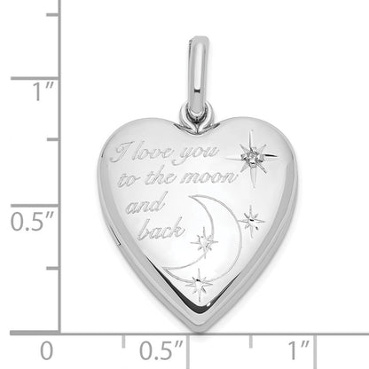 Sterlingsilber Rhodiniert 20mm Diamant Liebe To Mond Swing Medaillon