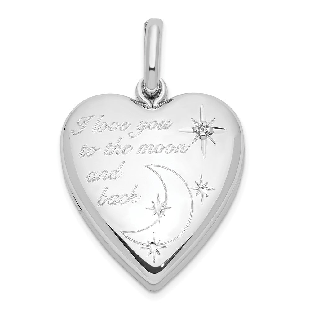 Sterlingsilber Rhodiniert 20mm Diamant Liebe To Mond Swing Medaillon
