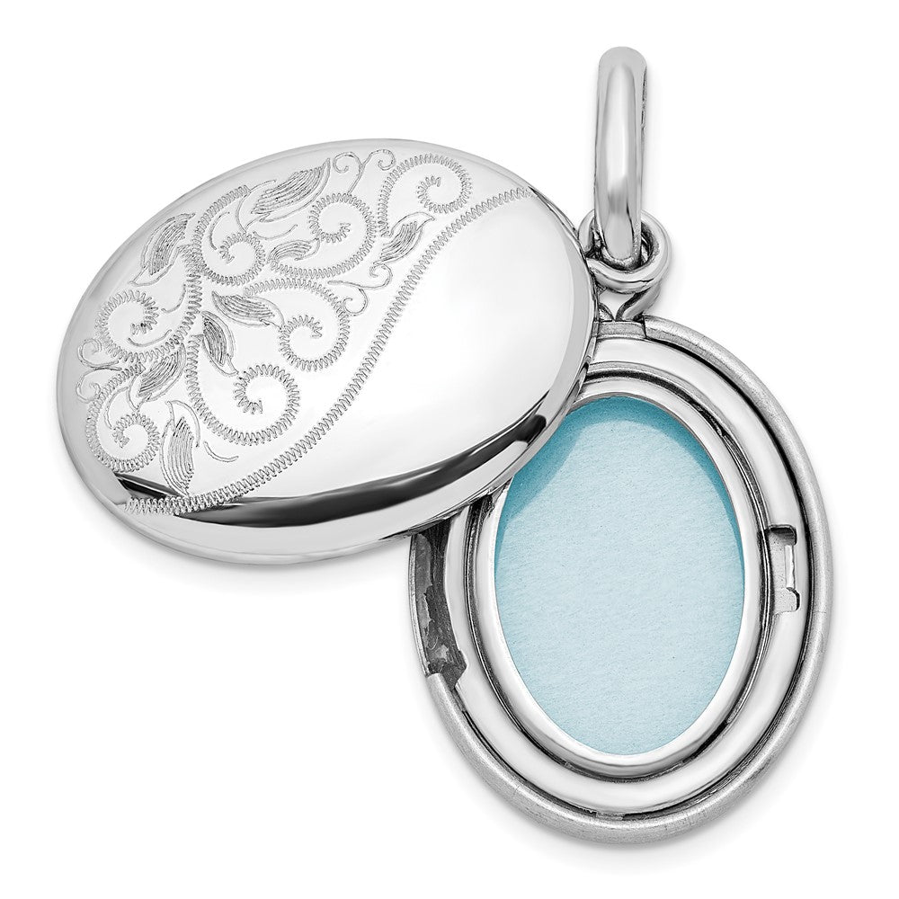 Sterlingsilber Rhodiniert Ranke 18mm Oval Swing Medaillon