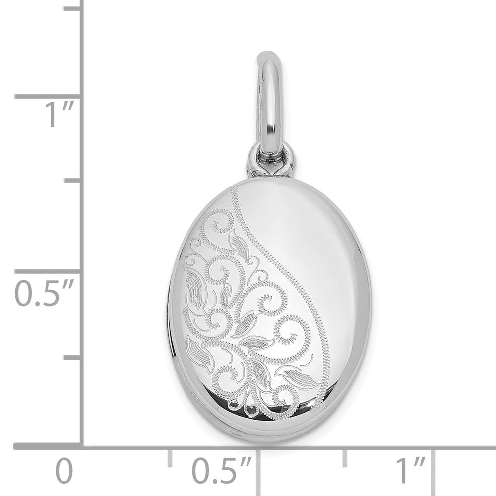 Sterlingsilber Rhodiniert Ranke 18mm Oval Swing Medaillon