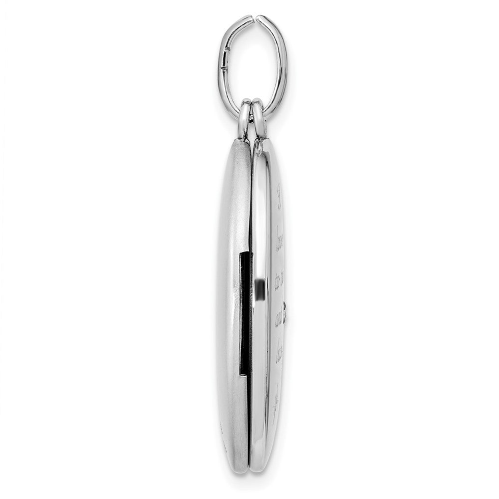 Sterlingsilber Rhodiniert 26mm Diamant I Liebe Mond Oval Swing Medaillon