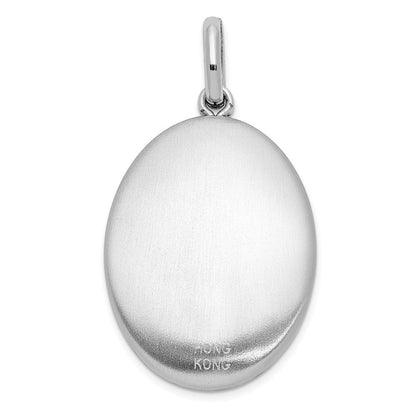Sterlingsilber Rhodiniert 26mm Diamant I Liebe Mond Oval Swing Medaillon