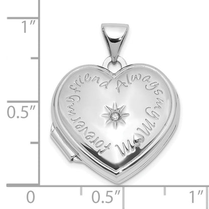 Sterlingsilber Rhodiniert Poliert Diamant 18mm Immer My Mama Herz Medaillon