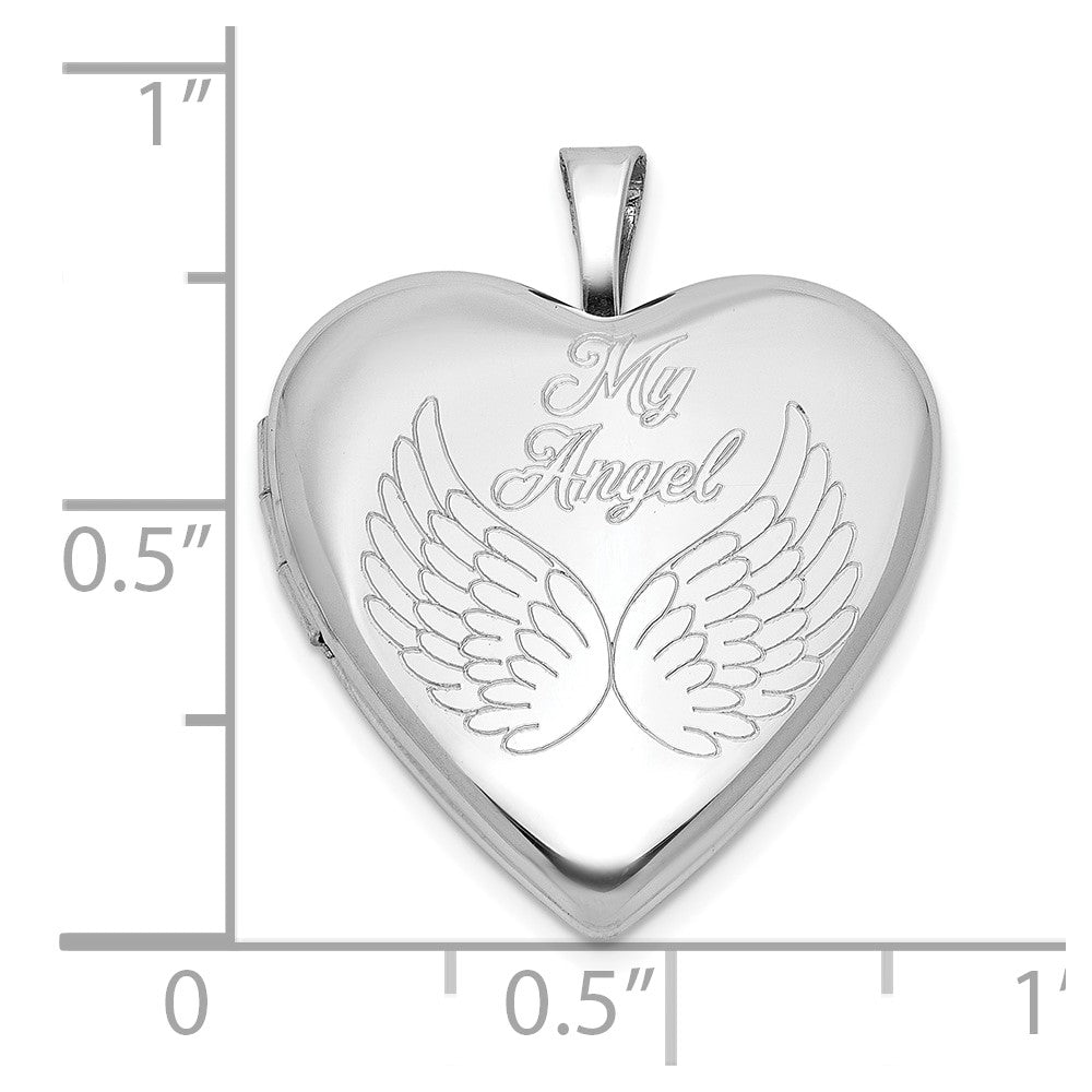 Sterlingsilber Rhodiniert My Engel Flügel 20mm Herz Medaillon