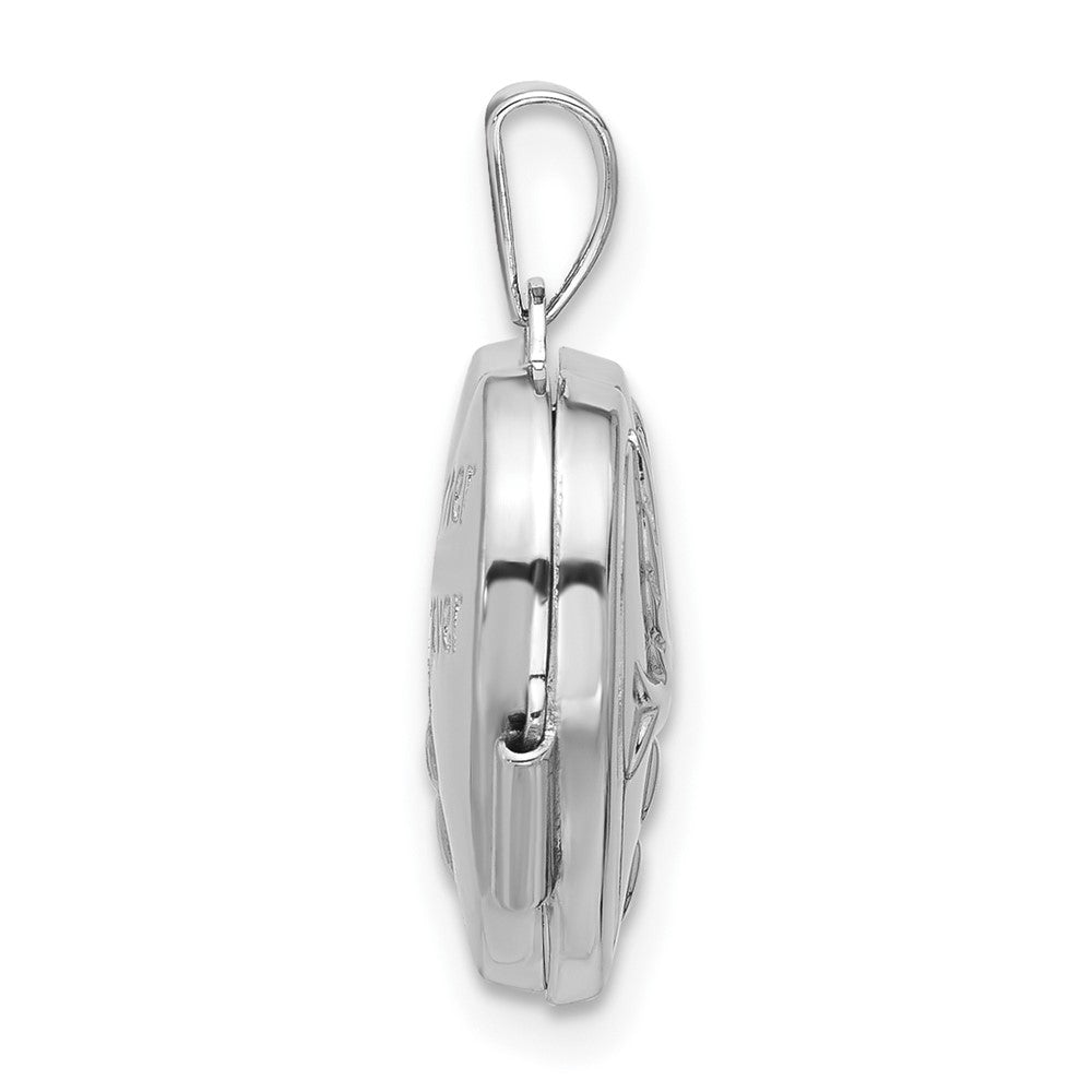Sterlingsilber Rhodiniert 15mm Taube Zusammen für Immer Wendbar Herz Medaillon