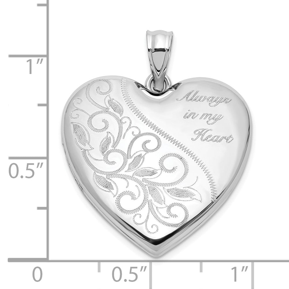 Sterlingsilber Rhodiniert Filigran Immer in My Herz 24mm Herz Medaillon