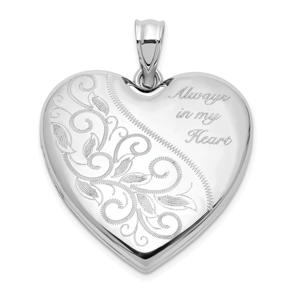 Sterlingsilber Rhodiniert Filigran Immer in My Herz 24mm Herz Medaillon