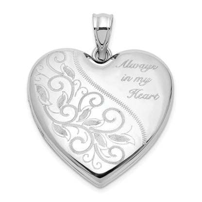 Sterlingsilber Rhodiniert Filigran Immer in My Herz 24mm Herz Medaillon