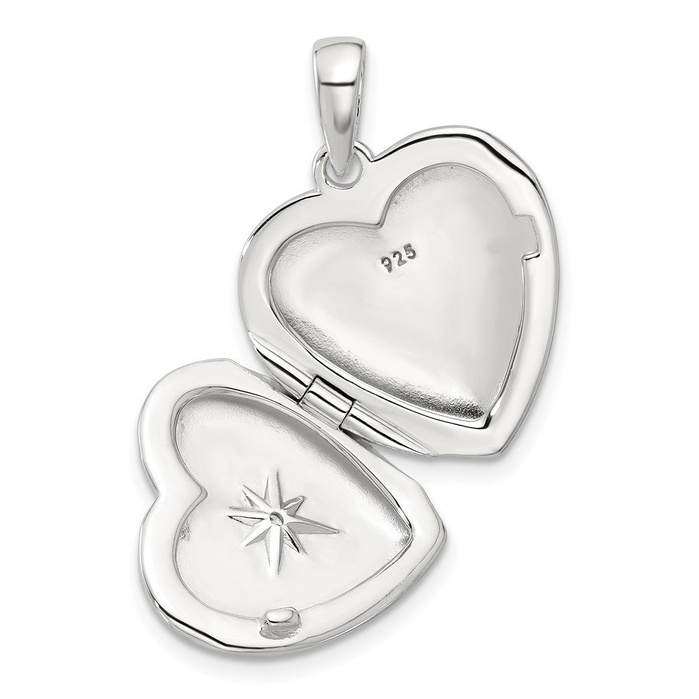 Sterlingsilber E-coated Zirkonia 19mm Herz Medaillon