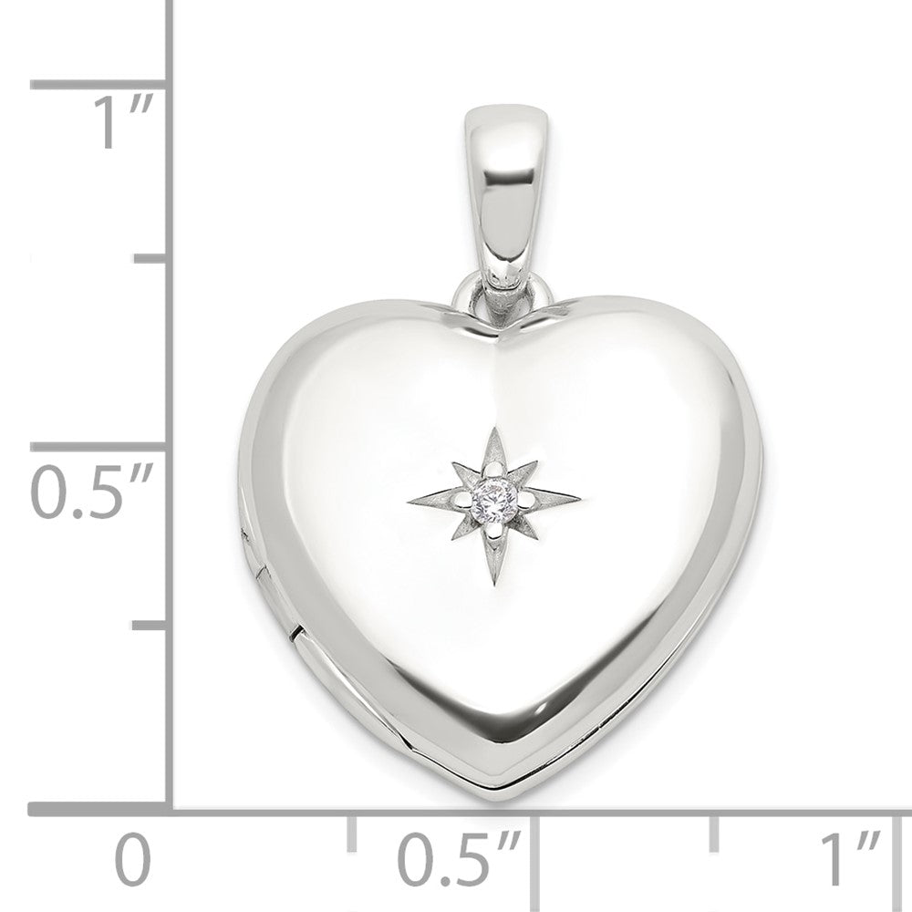 Sterlingsilber E-coated Zirkonia 19mm Herz Medaillon