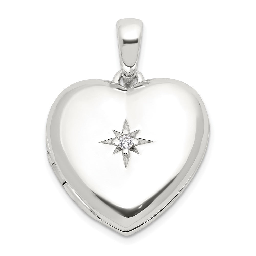 Sterlingsilber E-coated Zirkonia 19mm Herz Medaillon