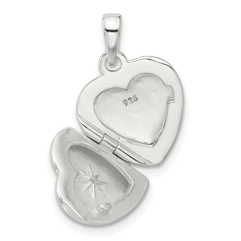 Sterlingsilber E-coated Zirkonia 13mm Herz Medaillon