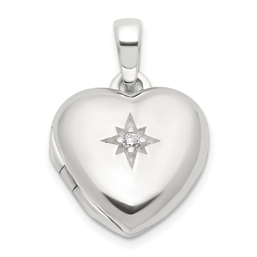 Sterlingsilber E-coated Zirkonia 13mm Herz Medaillon