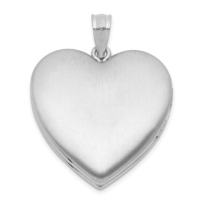 Sterlingsilber Rhodiniert Poliert Paw Druck 24mm Herz Medaillon