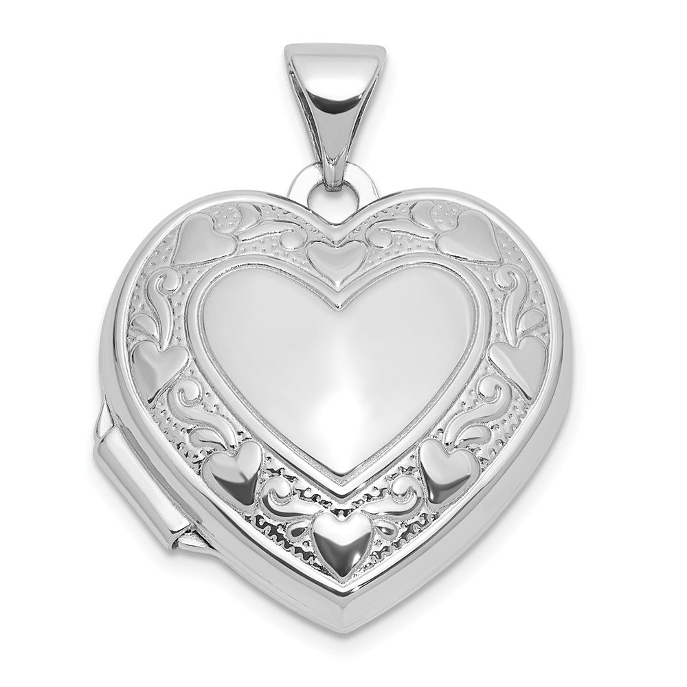 Sterlingsilber Rhodiniert Herz Rand 18mm Liebe You Wendbar Herz Medaillon
