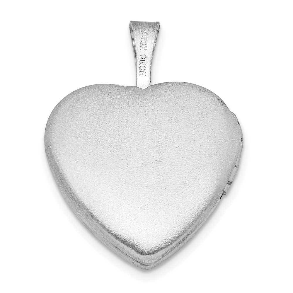 Sterlingsilber Rhodiniert Epoxid Satiniert Poliert Einhorn 16mm Herz Medaillon