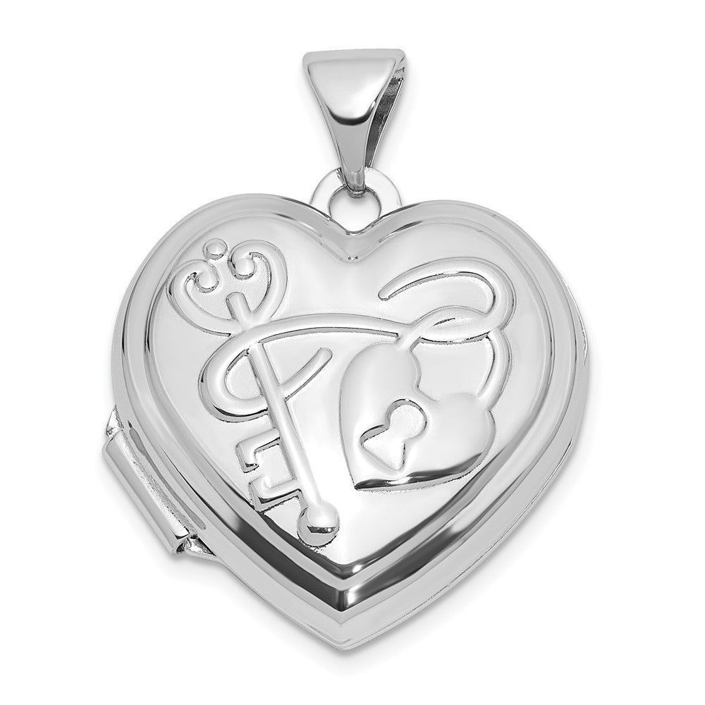 Sterlingsilber Rhodiniert Poliert 18mm Key To My Herz Wendbar Herz Medaillon