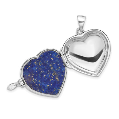 Sterlingsilber Rhodiniert Lapis Lazuli Herz 23mm Medaillon Anhänger