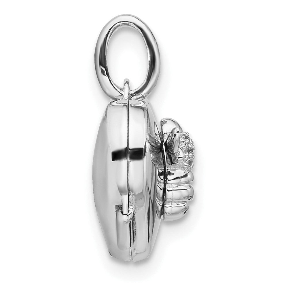 Sterlingsilber Rhodiniert Poliert 12mm Zirkonia Biene Herz Medaillon