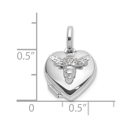 Sterlingsilber Rhodiniert Poliert 12mm Zirkonia Biene Herz Medaillon