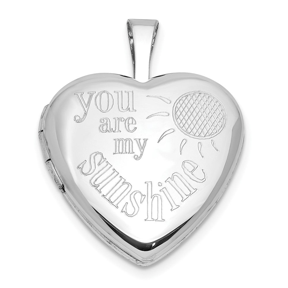 Sterlingsilber Rhodiniert You Are My Sunshine 16mm Herz Medaillon