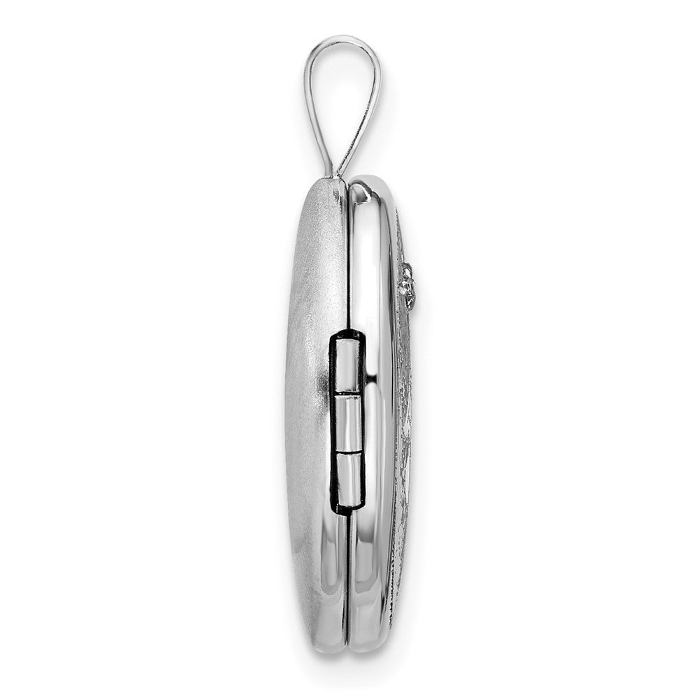 Sterlingsilber Rhodiniert Diamant 19mm Engel Oval Medaillon