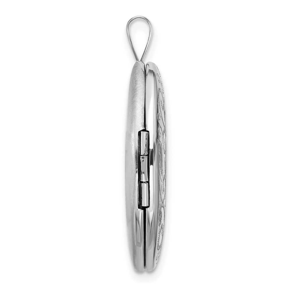 Sterlingsilber Rhodiniert Poliert Filigran 26mm Oval Medaillon