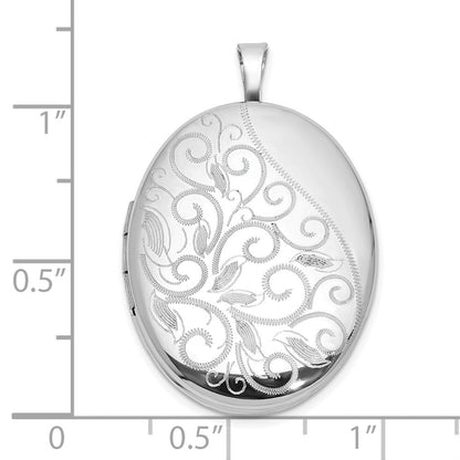 Sterlingsilber Rhodiniert Poliert Filigran 26mm Oval Medaillon