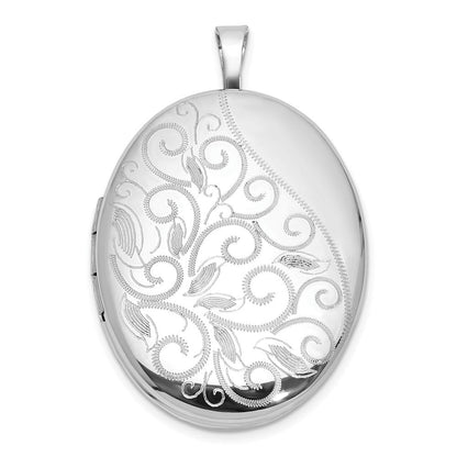 Sterlingsilber Rhodiniert Poliert Filigran 26mm Oval Medaillon