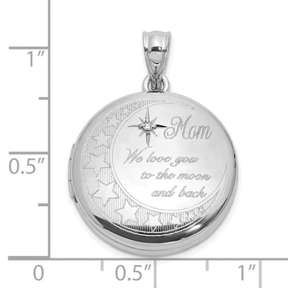 Sterlingsilber Rhodiniert Diamant 20mm Mama Mond/stars Rund Medaillon