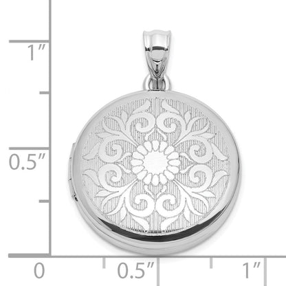 Sterlingsilber Rhodiniert 20mm Blumen Filigran Rund Medaillon