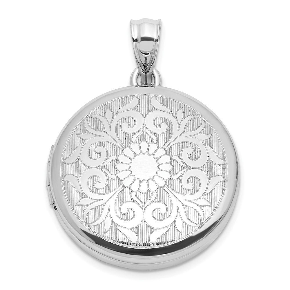 Sterlingsilber Rhodiniert 20mm Blumen Filigran Rund Medaillon