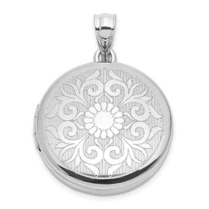 Sterlingsilber Rhodiniert 20mm Blumen Filigran Rund Medaillon