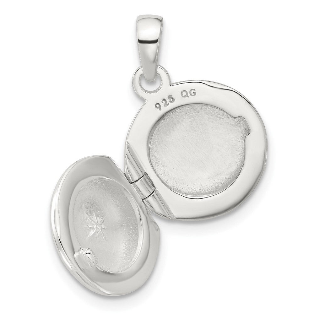 Sterlingsilber E-coated Zirkonia 14mm Rund Medaillon