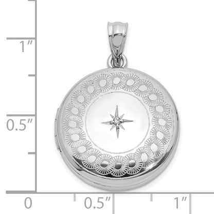 Sterlingsilber Rhodiniert Diamant Stern 20mm Kreisförmig Rand Rund Medaillon