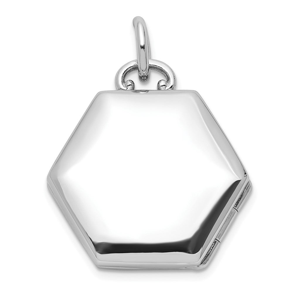 Sterlingsilber Rhodiniert Poliert Zirkonia Stern 16mm Hexagon Medaillon