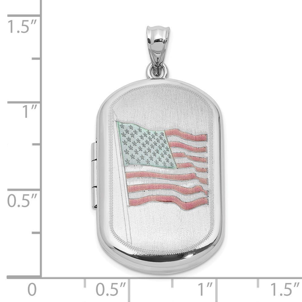 Sterlingsilber Rhodiniert Satiniert/polished Epoxid Flag 30x19mm Medaillon