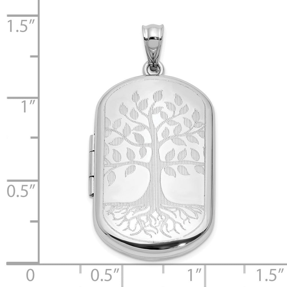 Sterlingsilber Rhodiniert Baum Of Leben 30x19mm Rechteck Medaillon