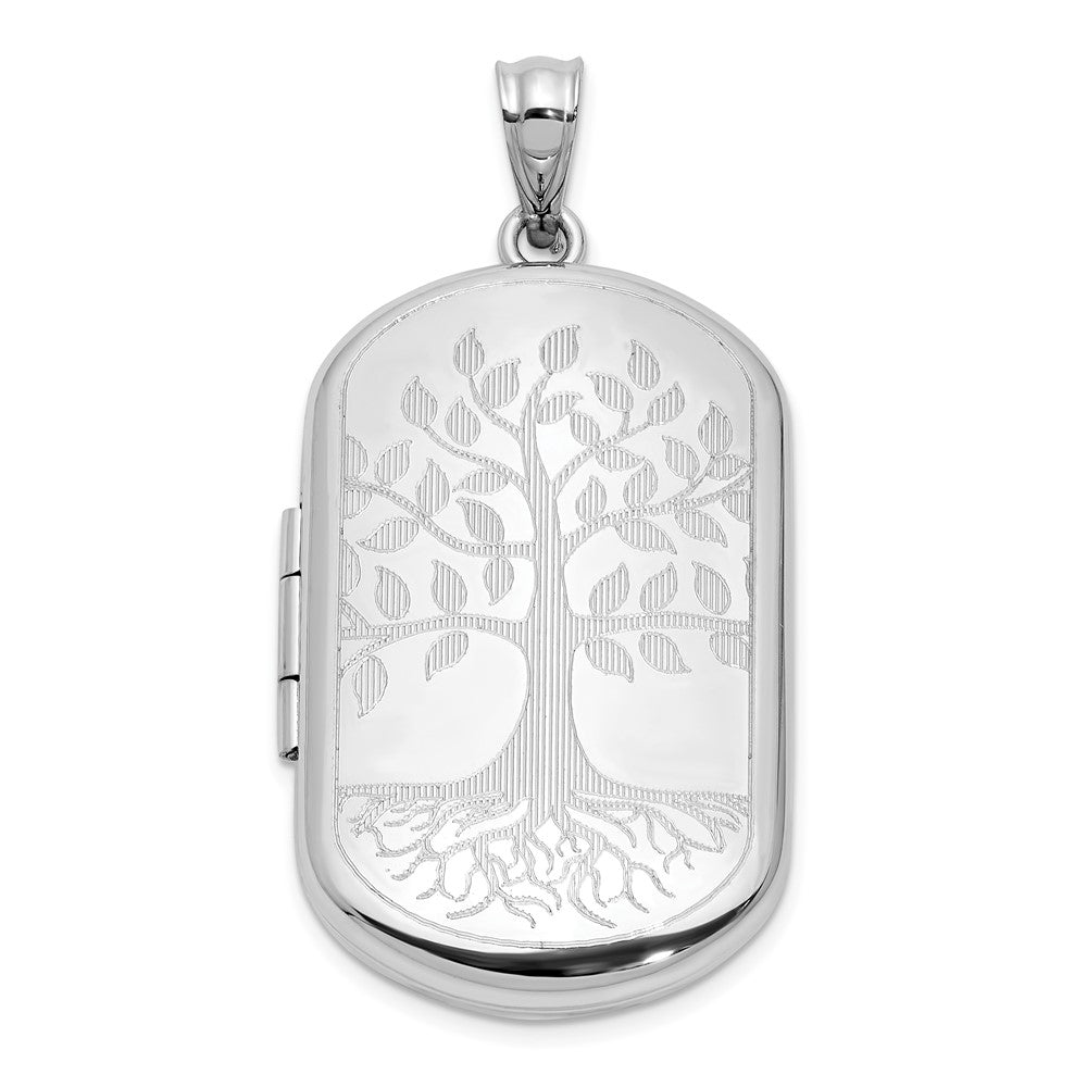Sterlingsilber Rhodiniert Baum Of Leben 30x19mm Rechteck Medaillon
