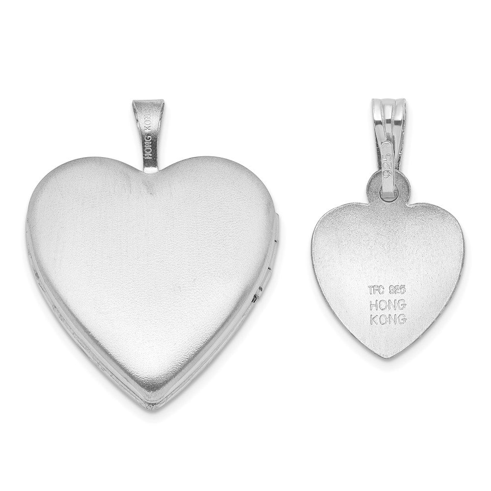 Sterlingsilber Rhodiniert Herz 20mm und 12mm Medaillon/pendant Set