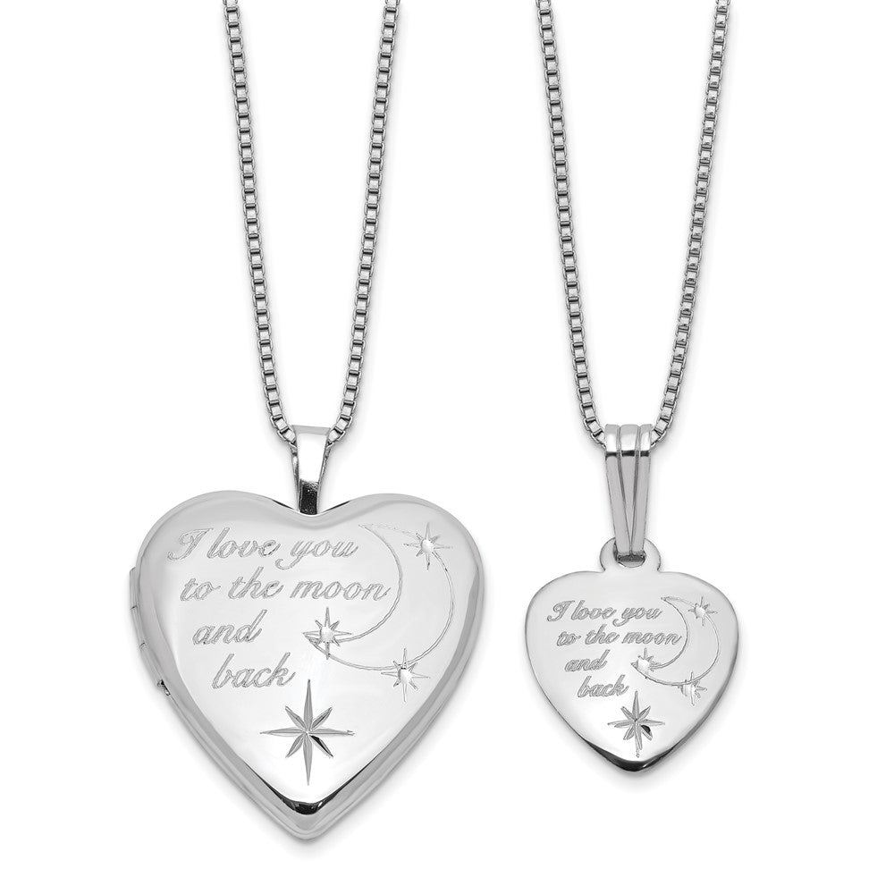Sterlingsilber Rhodiniert I Liebe You.. 20mm/12mm Medaillon/pendant Set