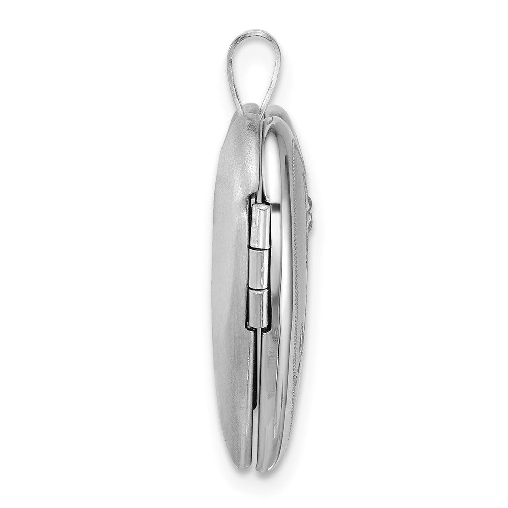 Sterlingsilber Rhodiniert-pl Gebürstet Diamant und Dolphins 20mm Herz Medaillon