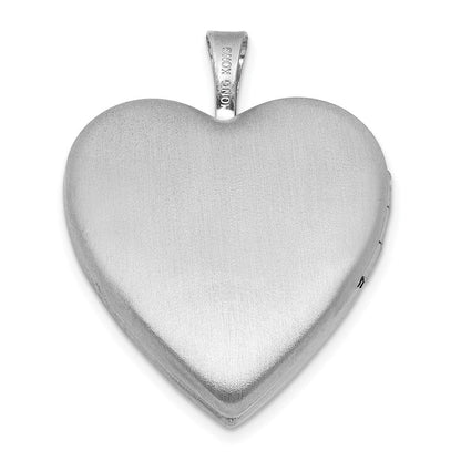Sterlingsilber Rhodiniert-pl Gebürstet Diamant und Dolphins 20mm Herz Medaillon