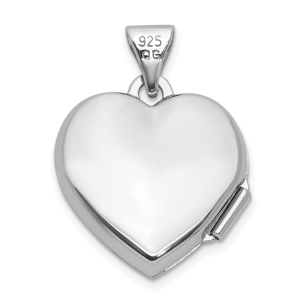 Sterlingsilber Rhodiniert Diamant Unendlichkeit 15mm Herz Medaillon