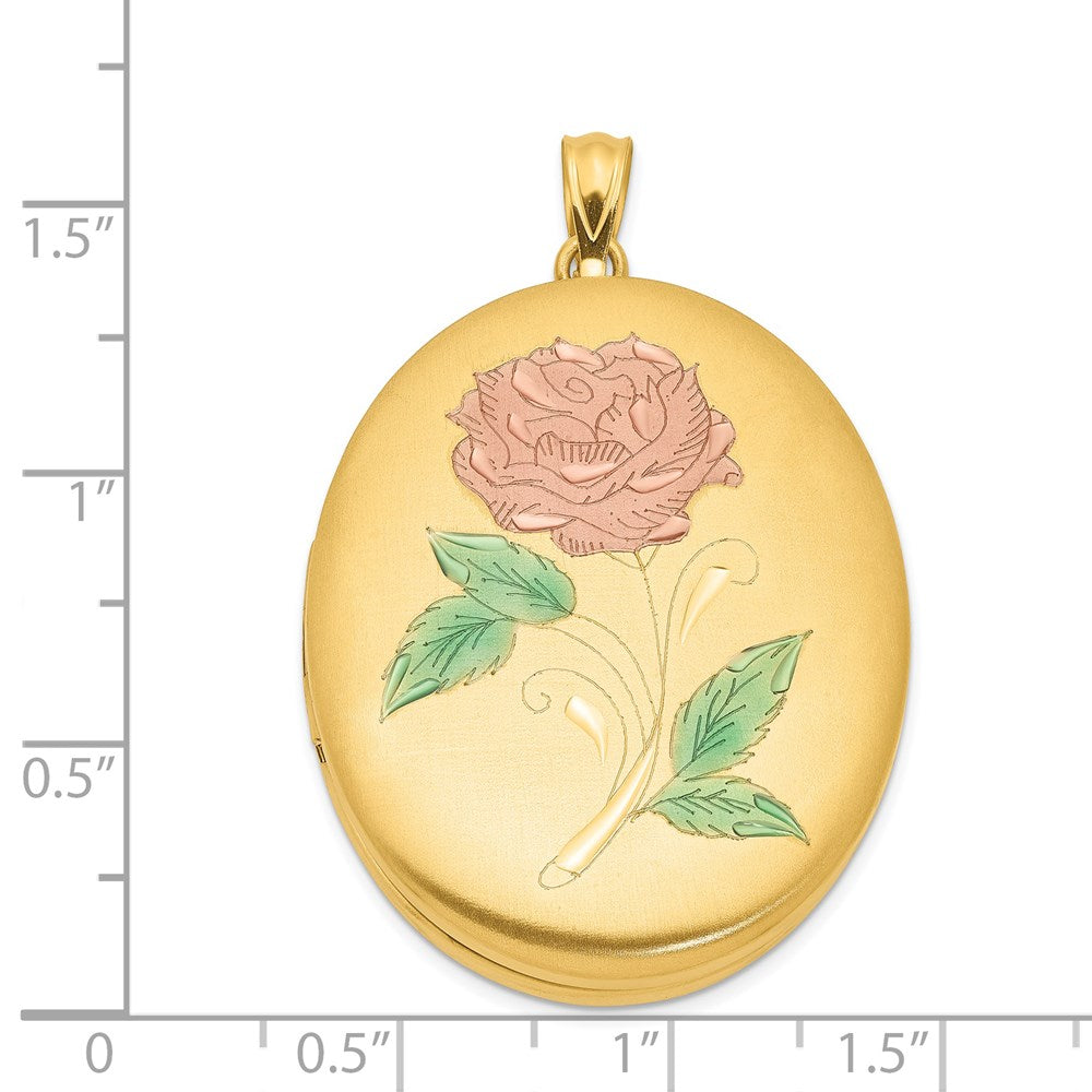 Golddoublé 14/20 1/20 34mm Emailliert Blume Oval Medaillon