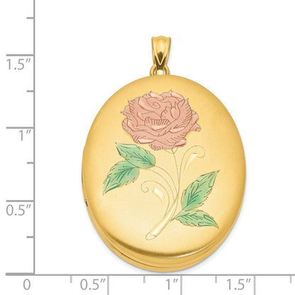 Golddoublé 14/20 1/20 34mm Emailliert Blume Oval Medaillon