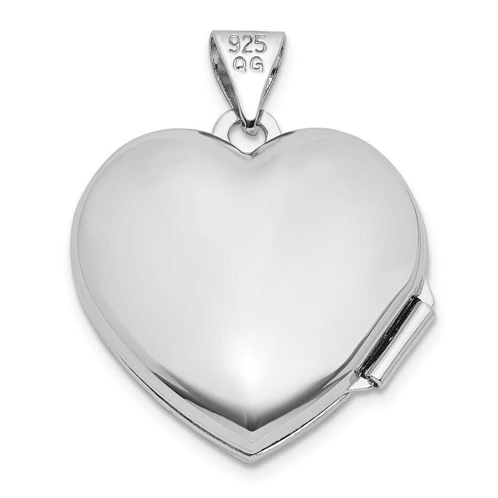 Sterlingsilber Rhodiniert Blau Stoff Offen Kreuz 18mm Herz Medaillon
