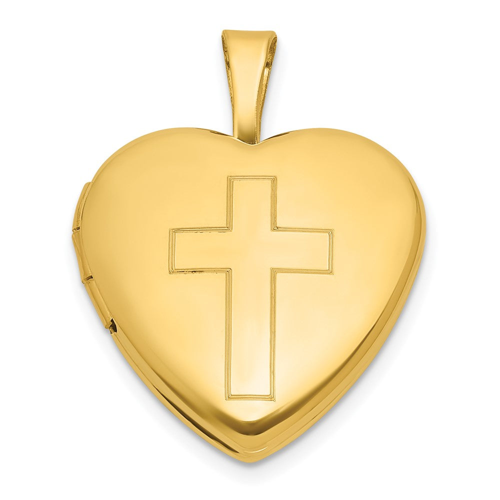 Sterlingsilber Vergoldet Gebürstet und Poliert Kreuz 16mm Herz Medaillon