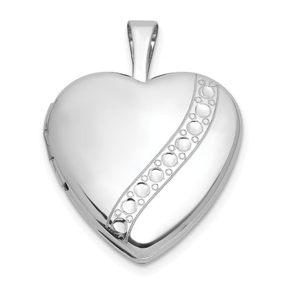 Sterlingsilber Rhodiniert-pl Gebürstet und Poliert 16mm Herz Medaillon